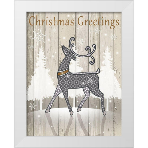 Christmas Greetings White Modern Wood Framed Art Print by P.S. Art