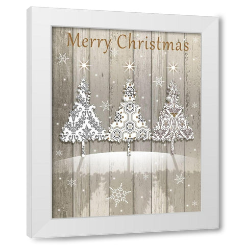 Merry Christmas White Modern Wood Framed Art Print by P.S. Art