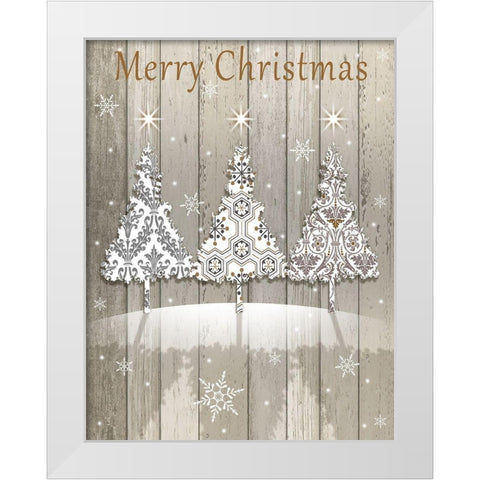 Merry Christmas White Modern Wood Framed Art Print by P.S. Art