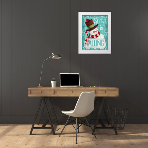Snow is Falling White Modern Wood Framed Art Print by P.S. Art