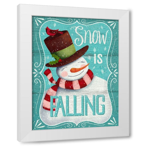 Snow is Falling White Modern Wood Framed Art Print by P.S. Art