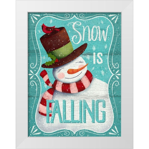 Snow is Falling White Modern Wood Framed Art Print by P.S. Art