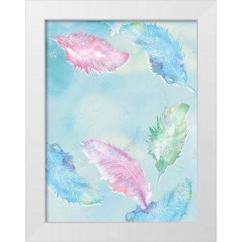 Feathers White Modern Wood Framed Art Print by P.S. Art