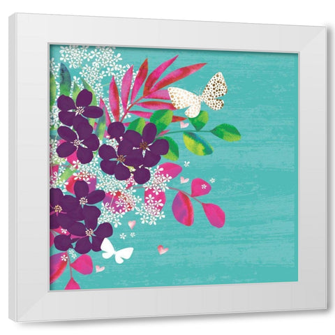 Floral Frenzy White Modern Wood Framed Art Print by P.S. Art