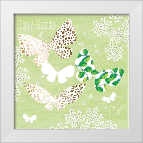 Butterflies White Modern Wood Framed Art Print by P.S. Art