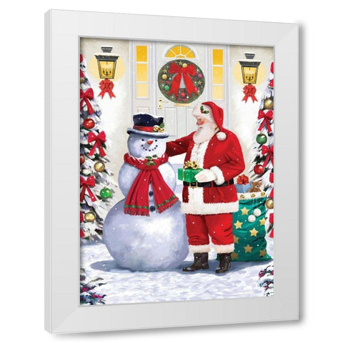 Santa and Friend White Modern Wood Framed Art Print by P.S. Art