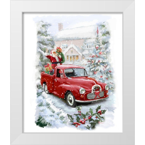 Santas Ride II White Modern Wood Framed Art Print by P.S. Art