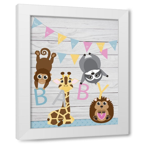Baby White Modern Wood Framed Art Print by P.S. Art