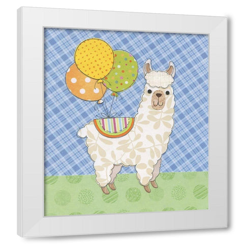 Llama Fun White Modern Wood Framed Art Print by P.S. Art