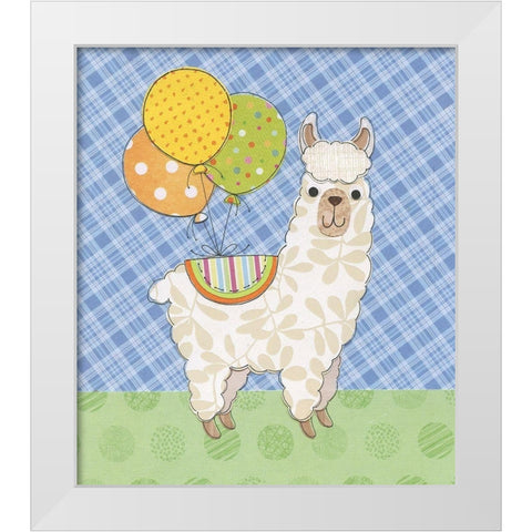 Llama Fun White Modern Wood Framed Art Print by P.S. Art