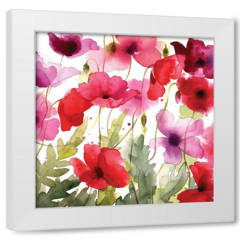 Poppy I White Modern Wood Framed Art Print by P.S. Art