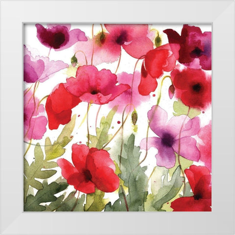 Poppy I White Modern Wood Framed Art Print by P.S. Art