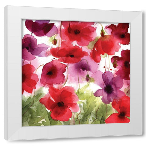 Poppy II White Modern Wood Framed Art Print by P.S. Art