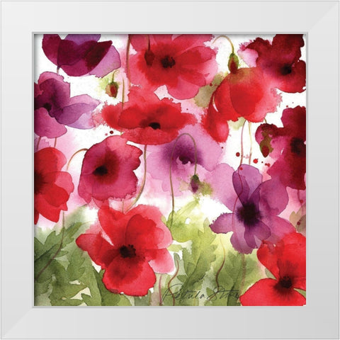 Poppy II White Modern Wood Framed Art Print by P.S. Art