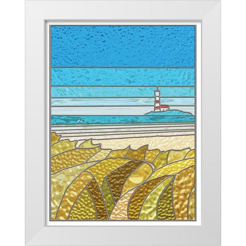 Lighthouse White Modern Wood Framed Art Print by P.S. Art