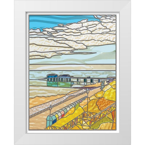 Beach Front White Modern Wood Framed Art Print by P.S. Art