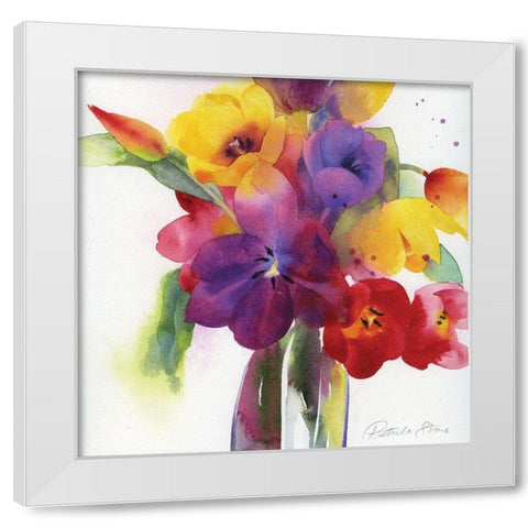 Flowers I White Modern Wood Framed Art Print by P.S. Art