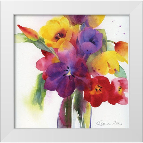 Flowers I White Modern Wood Framed Art Print by P.S. Art