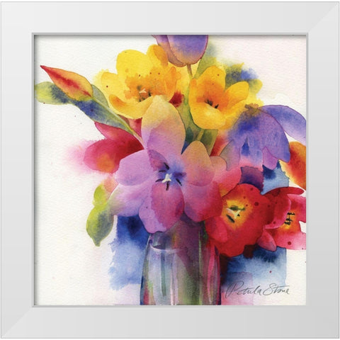 Flowers II White Modern Wood Framed Art Print by P.S. Art