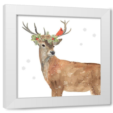Seasonal Deer White Modern Wood Framed Art Print by P.S. Art