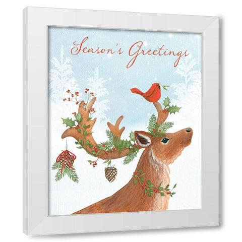 Seasons Greetings White Modern Wood Framed Art Print by P.S. Art