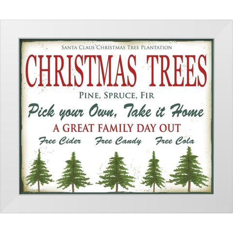 Christmas Trees White Modern Wood Framed Art Print by P.S. Art