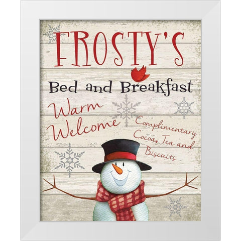 Frostys Bed and Breakfast White Modern Wood Framed Art Print by P.S. Art