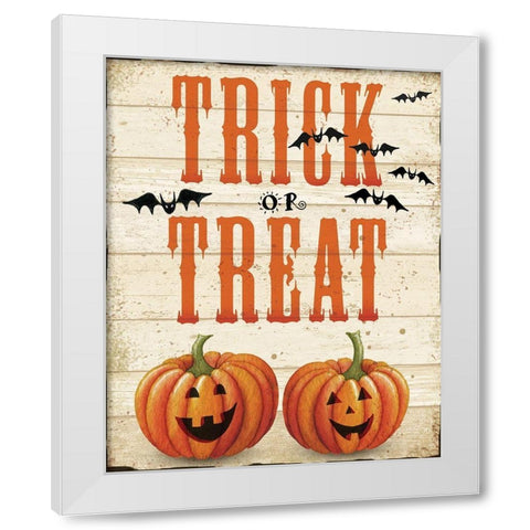 Trick or Treat White Modern Wood Framed Art Print by P.S. Art