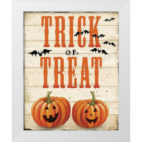 Trick or Treat White Modern Wood Framed Art Print by P.S. Art