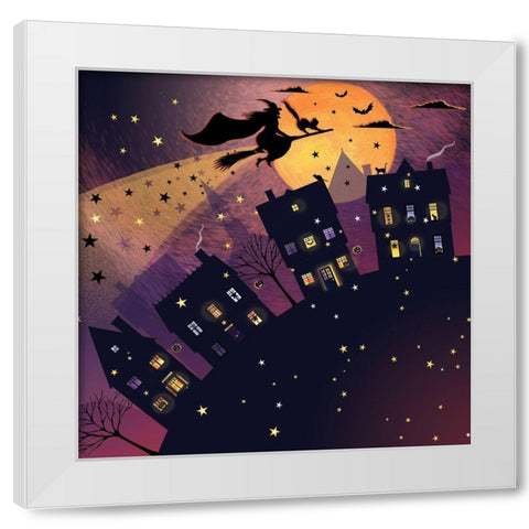 Witch Ride White Modern Wood Framed Art Print by P.S. Art