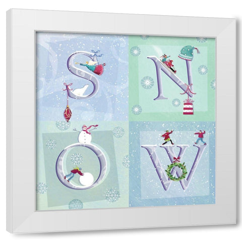 Snow Flake White Modern Wood Framed Art Print by P.S. Art