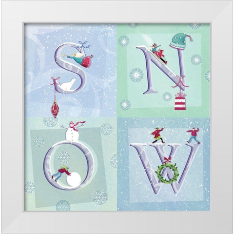 Snow Flake White Modern Wood Framed Art Print by P.S. Art