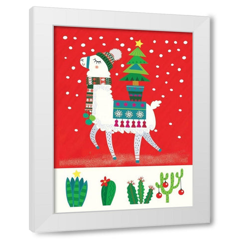Llama Christmas II White Modern Wood Framed Art Print by P.S. Art