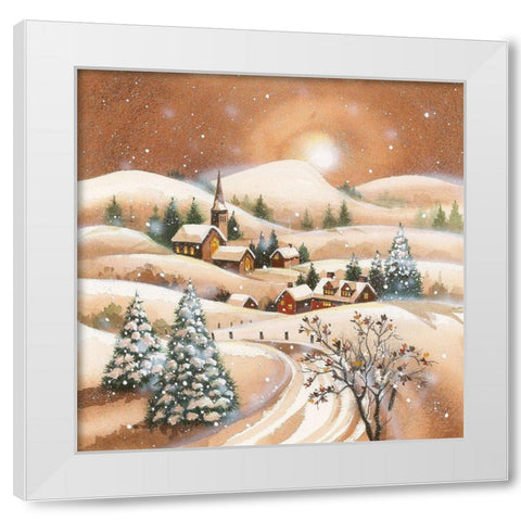 Christmas Eve White Modern Wood Framed Art Print by P.S. Art