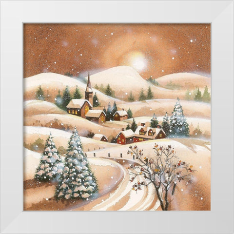 Christmas Eve White Modern Wood Framed Art Print by P.S. Art