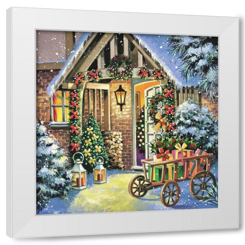 Christmas Bliss White Modern Wood Framed Art Print by P.S. Art