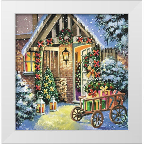 Christmas Bliss White Modern Wood Framed Art Print by P.S. Art