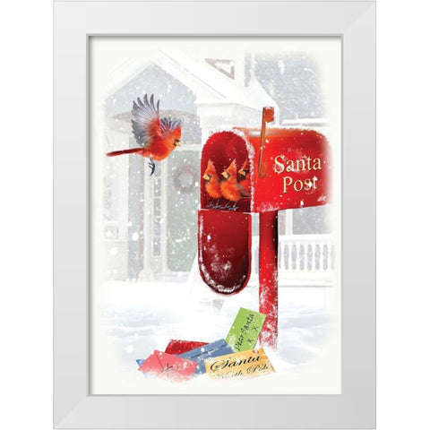 Santas Post White Modern Wood Framed Art Print by P.S. Art