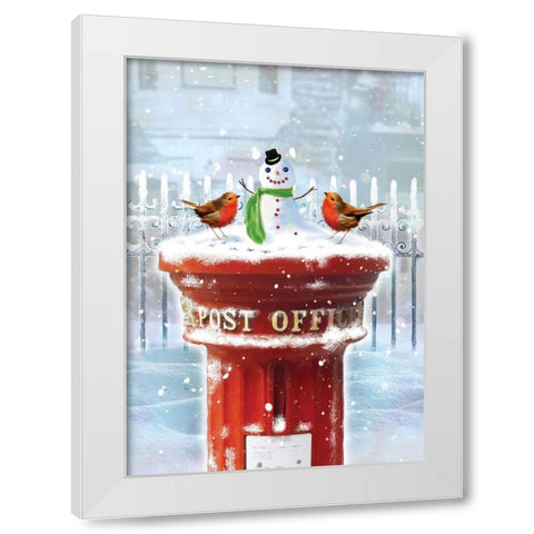 Post Office Snowman White Modern Wood Framed Art Print by P.S. Art