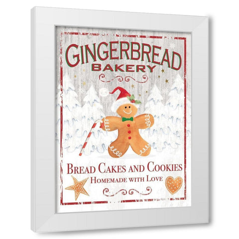 Gingerbread Bakery White Modern Wood Framed Art Print by P.S. Art