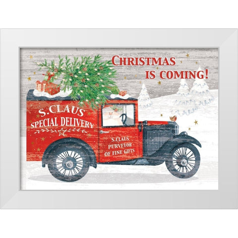 Christmas Delivery White Modern Wood Framed Art Print by P.S. Art