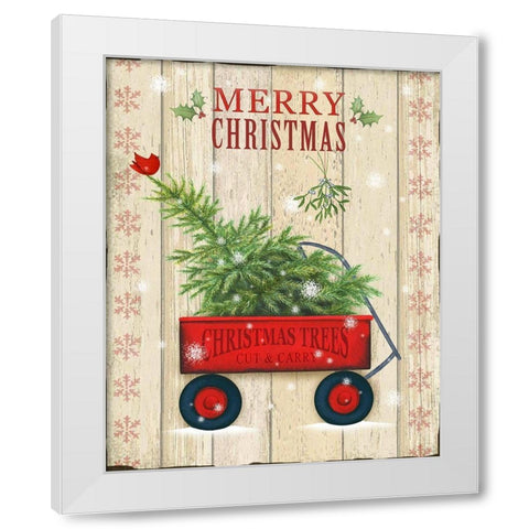 Christmas Trees White Modern Wood Framed Art Print by P.S. Art