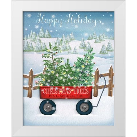 Happy Holidays White Modern Wood Framed Art Print by P.S. Art