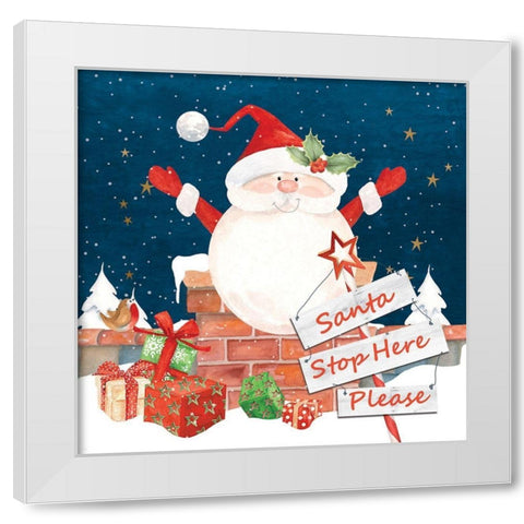 Santa Stop Here White Modern Wood Framed Art Print by P.S. Art
