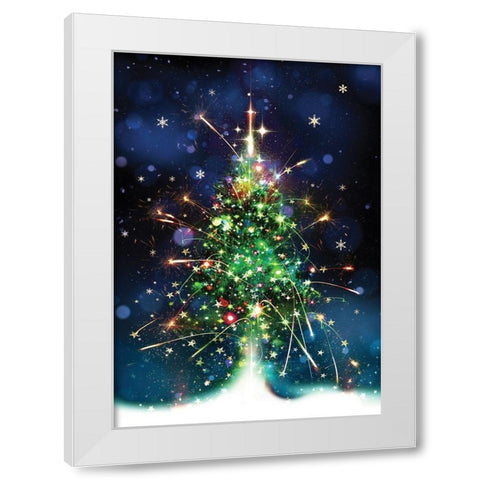 Christmas Tree Bliss White Modern Wood Framed Art Print by P.S. Art