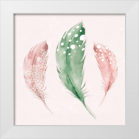 Feather Fun I White Modern Wood Framed Art Print by P.S. Art
