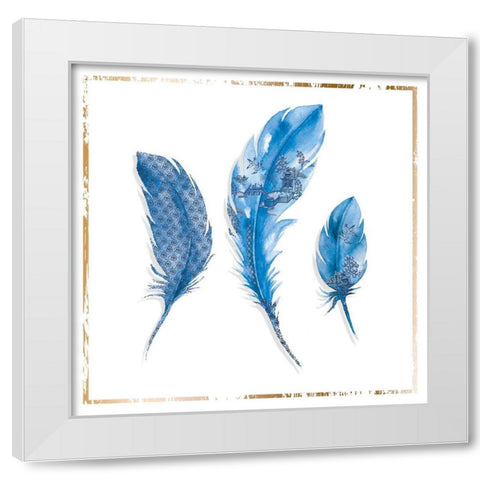 Blue Feather Bliss II White Modern Wood Framed Art Print by P.S. Art