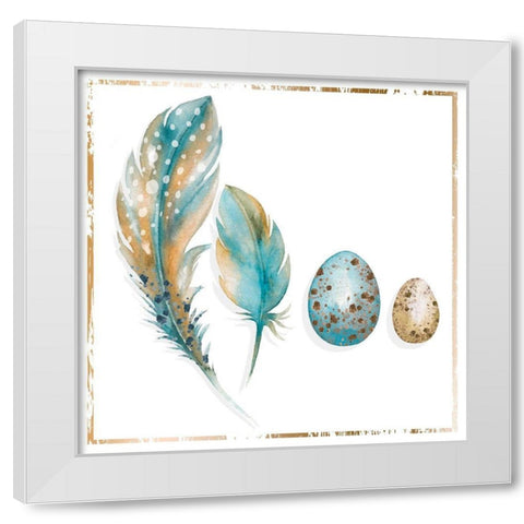 Blue Feather Bliss III White Modern Wood Framed Art Print by P.S. Art