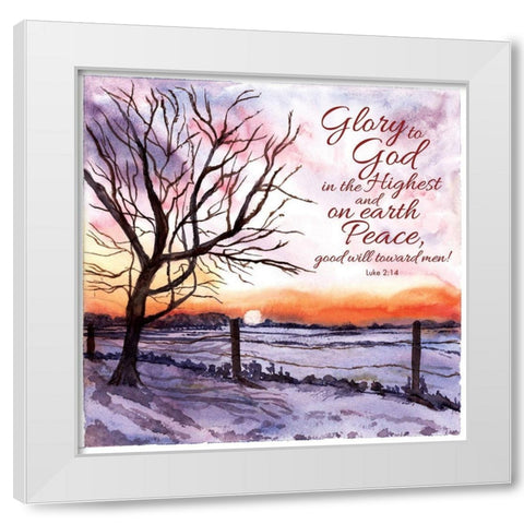 Glory to God White Modern Wood Framed Art Print by P.S. Art