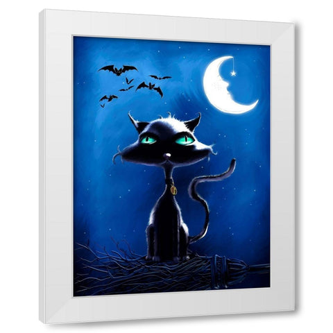 Black Cat White Modern Wood Framed Art Print by P.S. Art